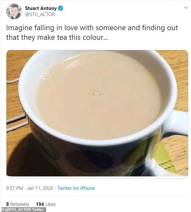 Twitter user divides opinion over ‘milk first’ tea colour